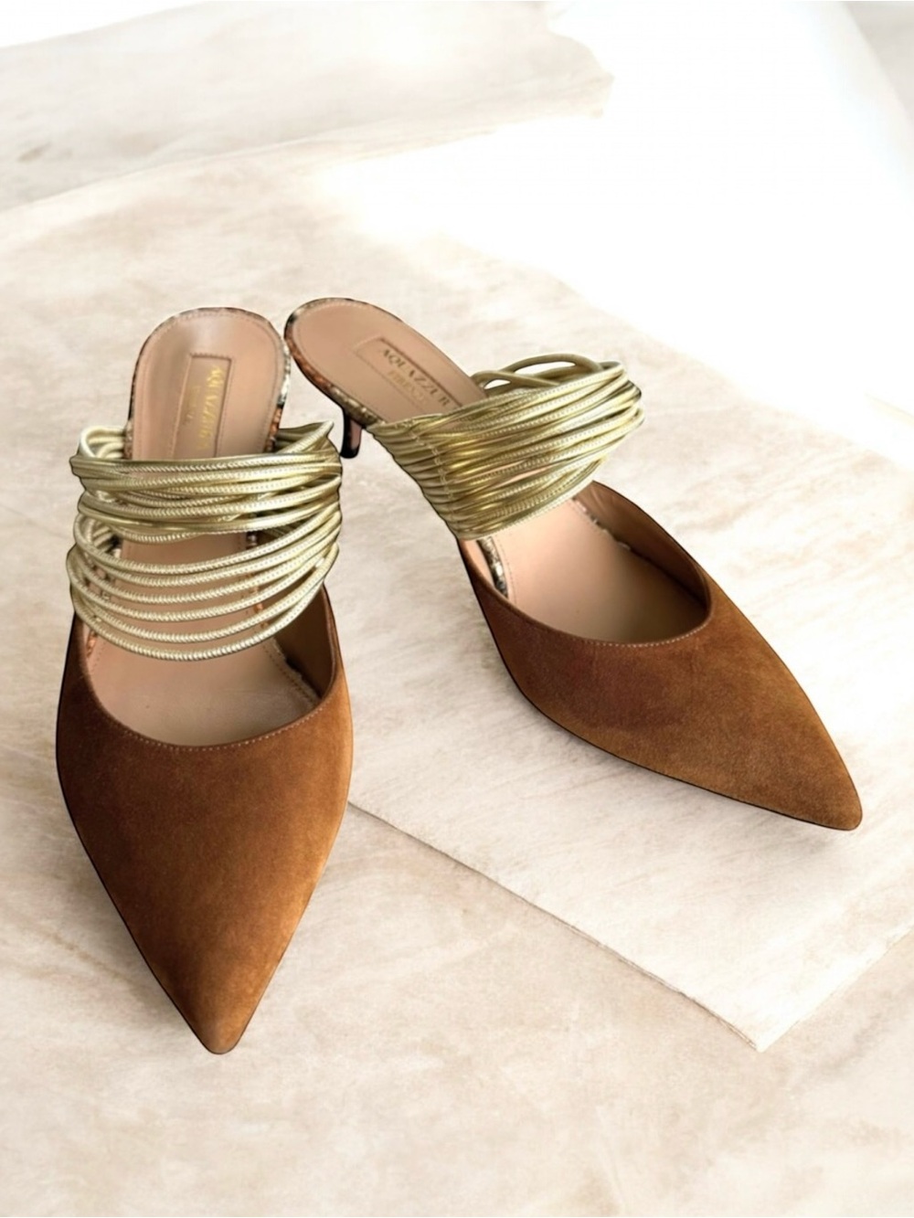 🆕 Aquazzura Rendez Vous Mules Suede Sandal